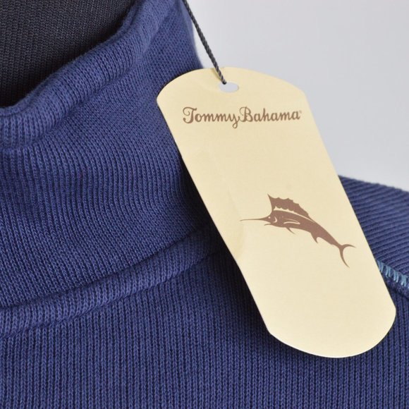 NEW Tommy Bahama Mens Sweater Navy Blue Zip - Picture 2 of 10
